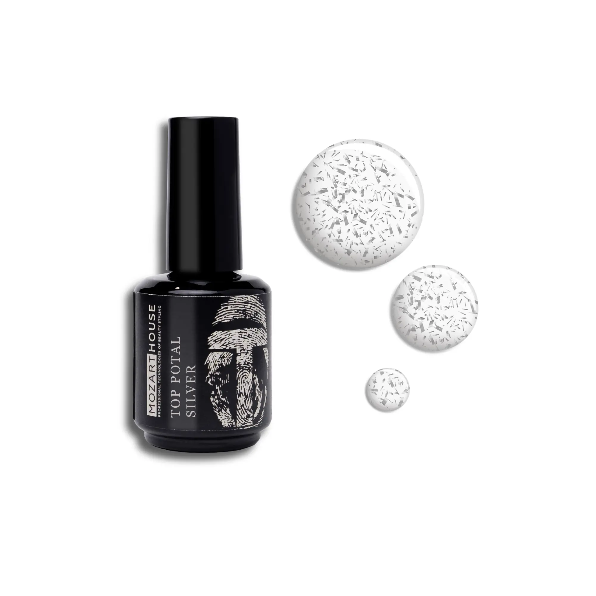 Top Coat GEL POLISH TOP POTAL SILVER, 15 ml